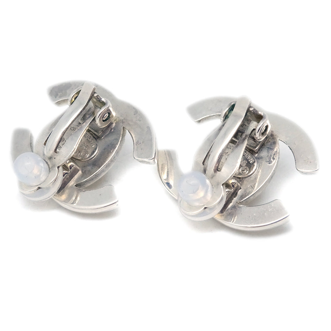 Top Quality Chanel CC Turnlock Earrings Clip-On Silver Small 96A