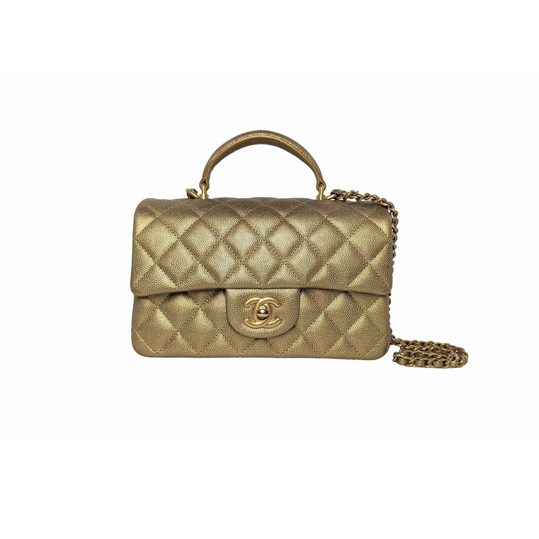 Top Quality Chanel Metallic Grained Calfskin Mini Top Handle Bag