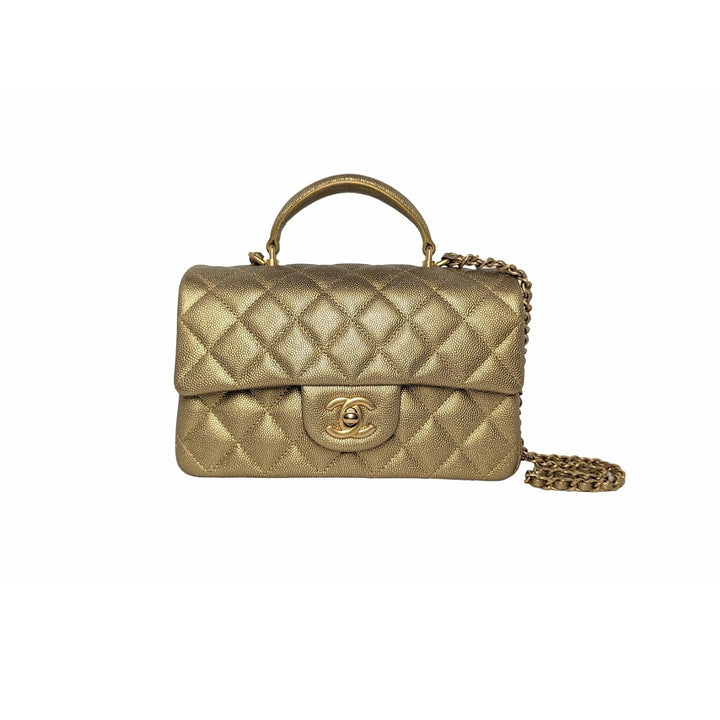 Top Quality Chanel Metallic Grained Calfskin Mini Top Handle Bag