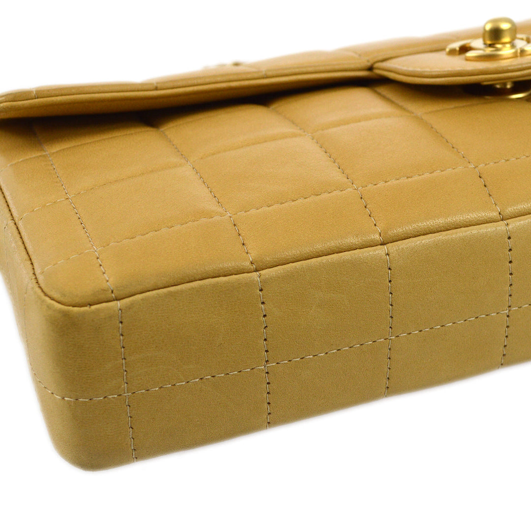 Top Quality Chanel 2001-2003 Beige Lambskin East West Choco Bar Chain Shoulder Bag