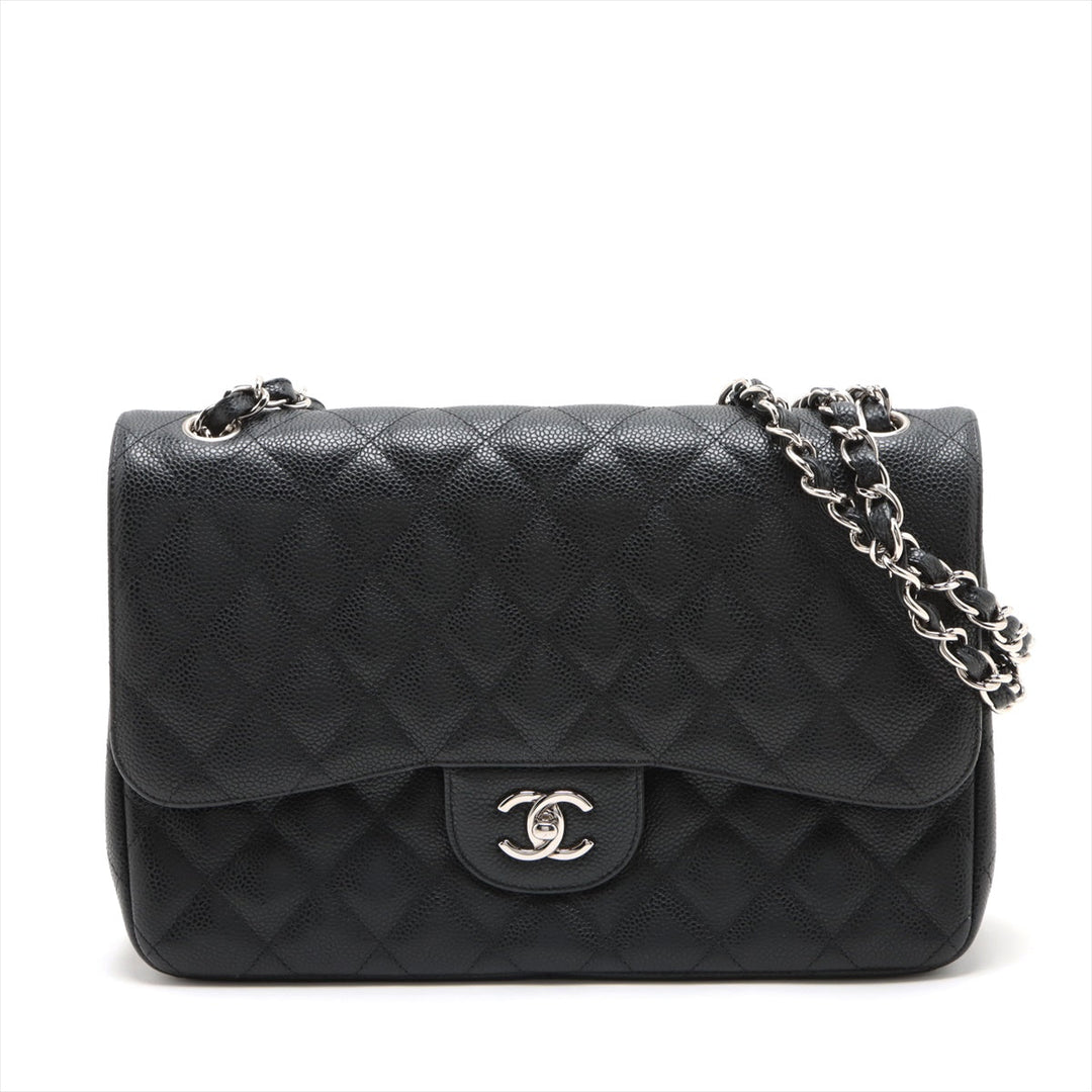 Top Quality Chanel DECAMATRASSE 30  Caviar S Double Flap Double Chain Bag Black Silver  15th A58600