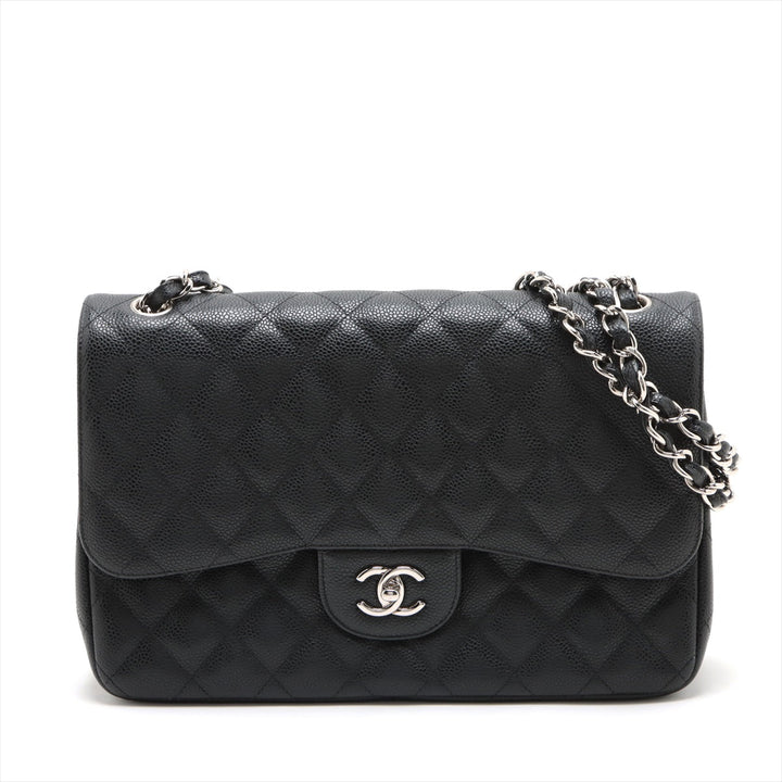 Top Quality Chanel DECAMATRASSE 30  Caviar S Double Flap Double Chain Bag Black Silver  15th A58600