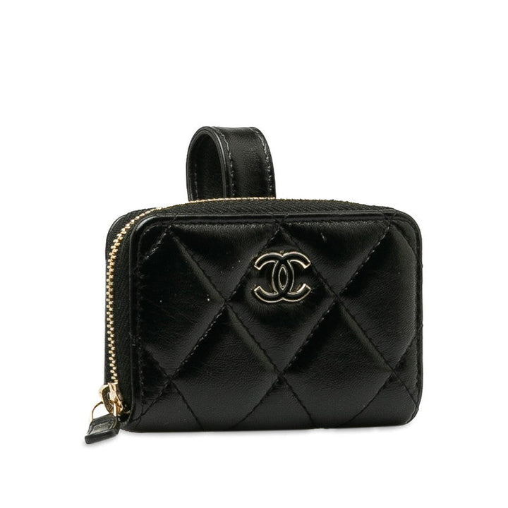 Top Quality Chanel Matrace Coincase  Cocktail Belt Black Leather  CHANEL