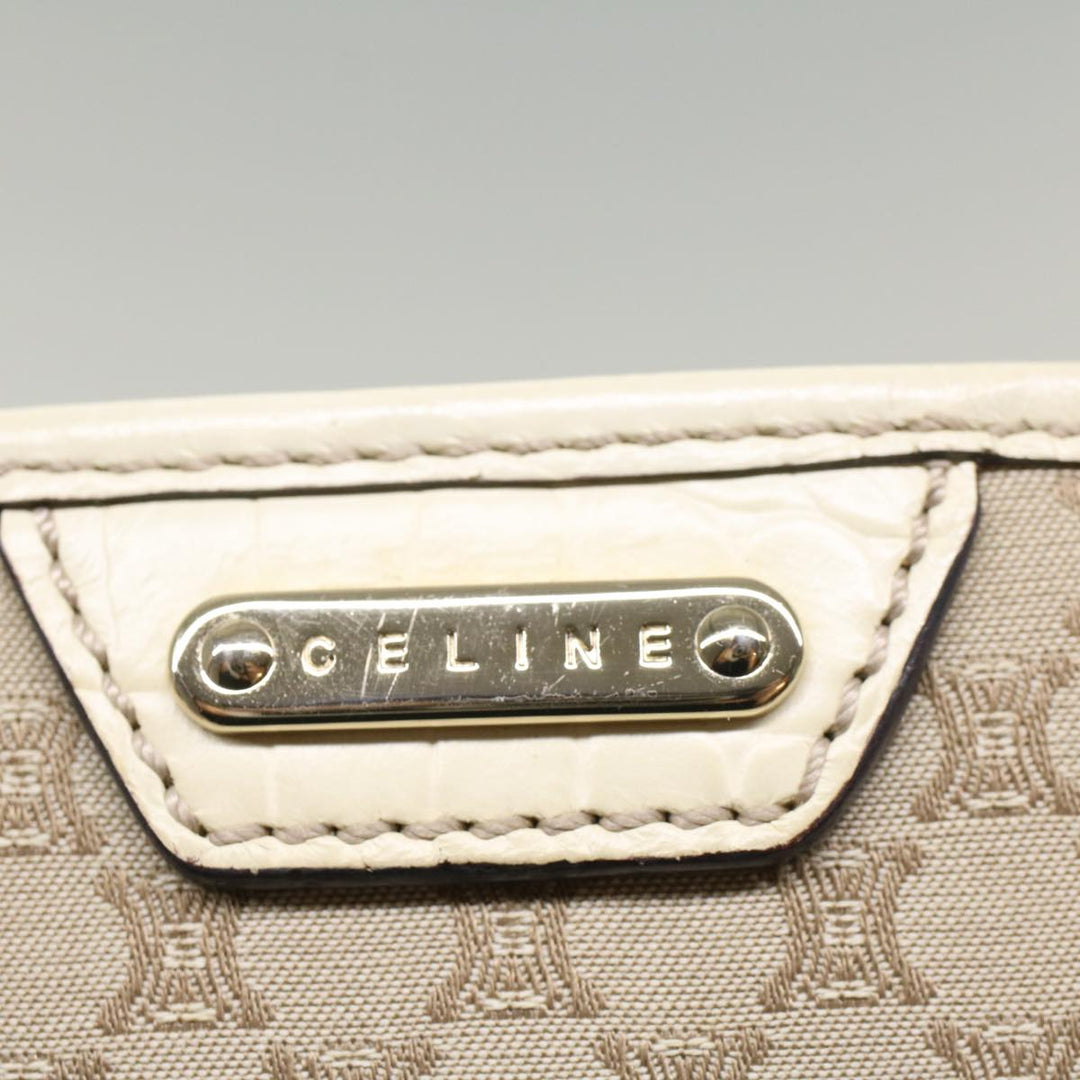 Celine Macadam Canvas Tote Bag Beige Auth 55082