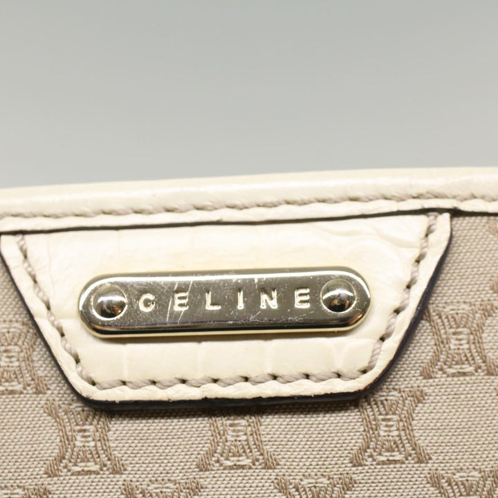 Celine Macadam Canvas Tote Bag Beige Auth 55082