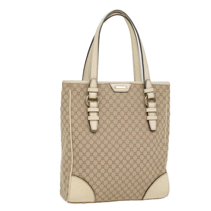 Celine Macadam Canvas Tote Bag Beige Auth 55082