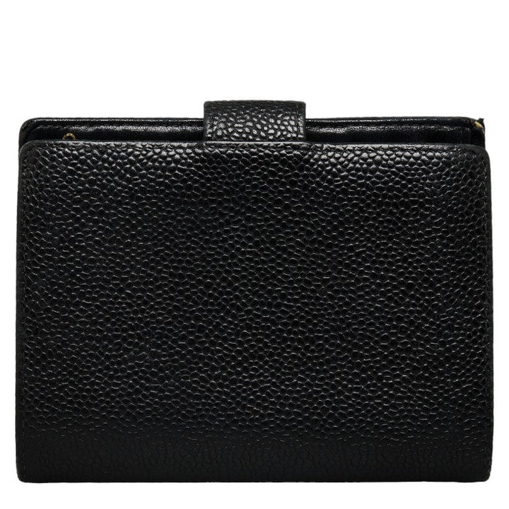 Top Quality Chanel Double Folded Wallet Caviar Skin/Leather Black Lady Caviar