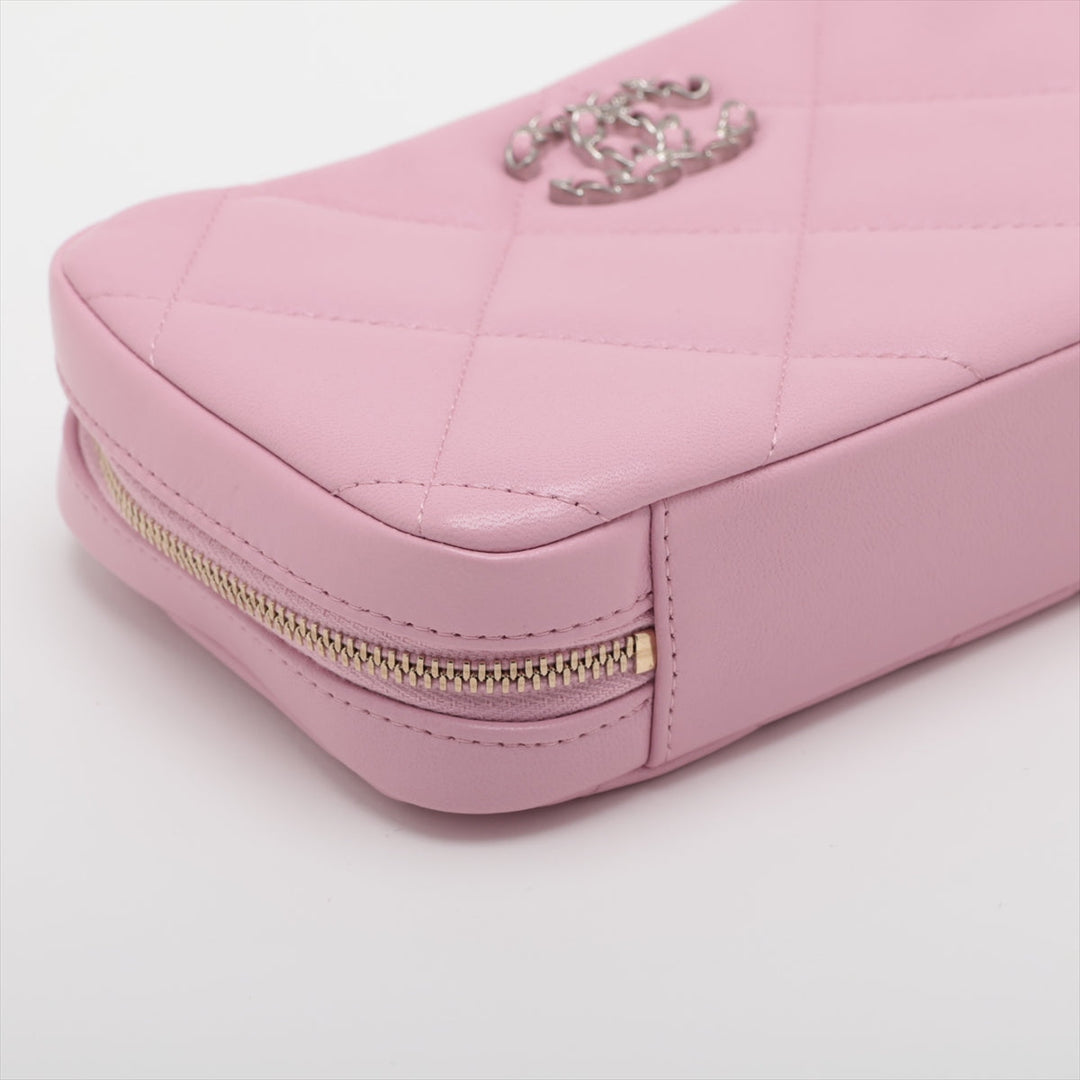 Top Quality Chanel 19  Chain Shoulder Bag Pink G x Silver Gold AP2728