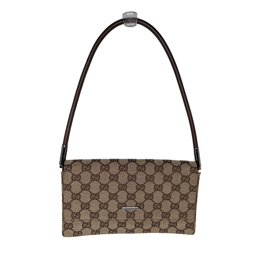 Gucci Vintage Monogram Pochette Flap Shoulder Bag Brown