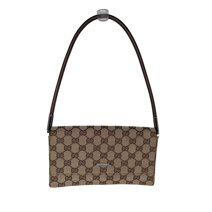 Gucci Vintage Monogram Pochette Flap Shoulder Bag Brown