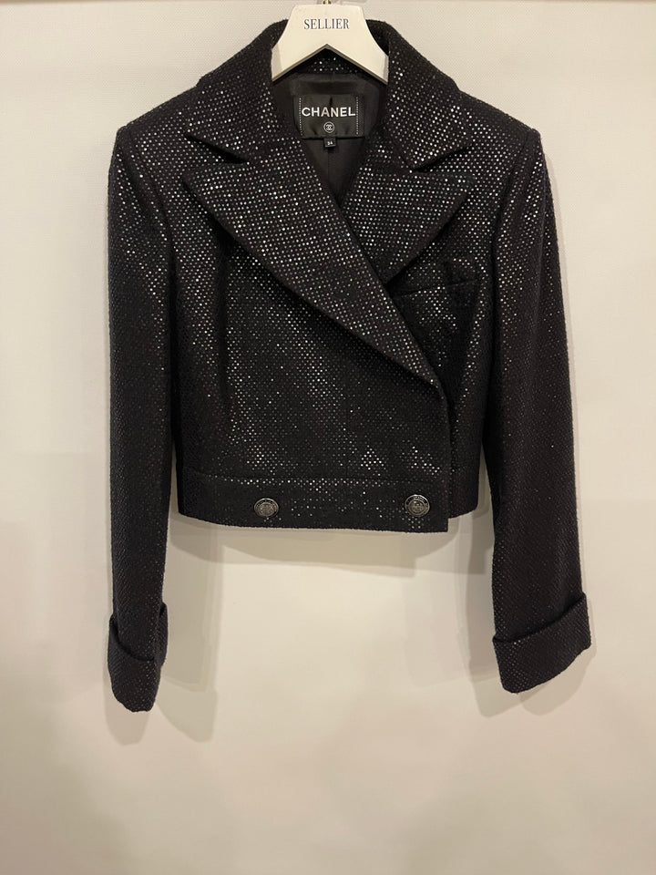 Top Quality Chanel Black Long Sleeve Embellished Jacket with Matching Jumpsuit Set Size FR 34 (UK 6)