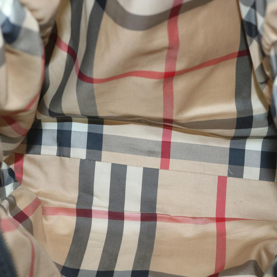 Burberry Tote Bag Nylon Beige Black Auth 55432