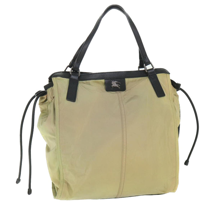 Burberry Tote Bag Nylon Beige Black Auth 55432