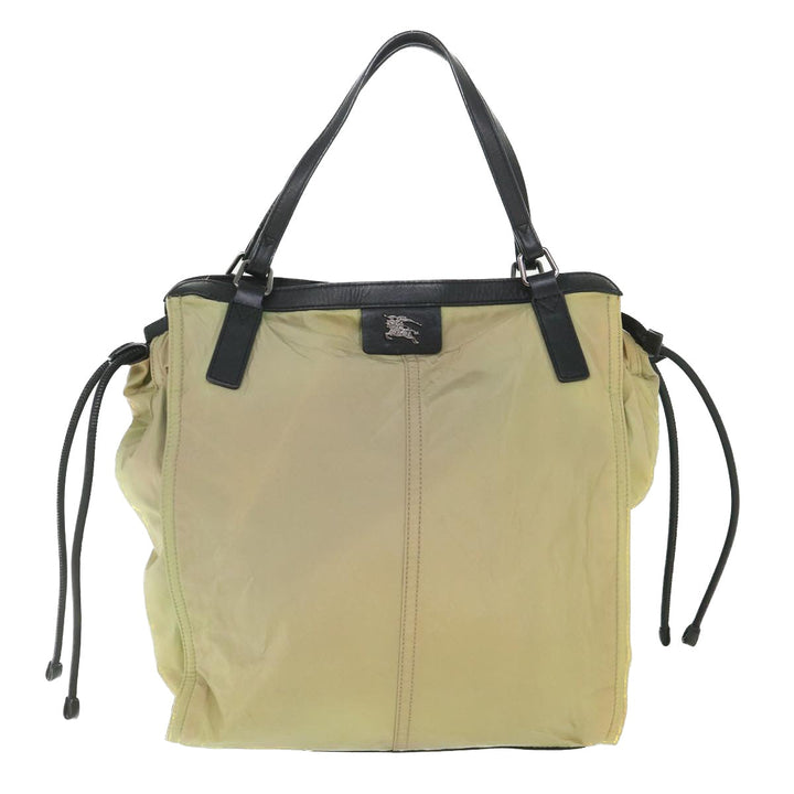 Burberry Tote Bag Nylon Beige Black Auth 55432