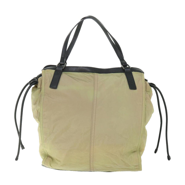 Burberry Tote Bag Nylon Beige Black Auth 55432