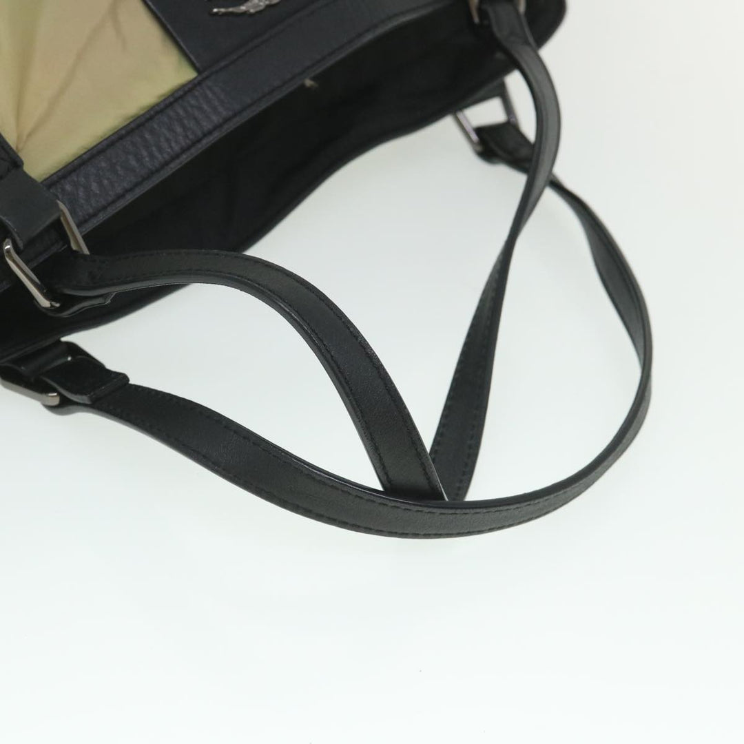 Burberry Tote Bag Nylon Beige Black Auth 55432