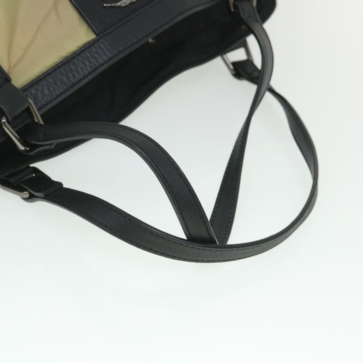 Burberry Tote Bag Nylon Beige Black Auth 55432