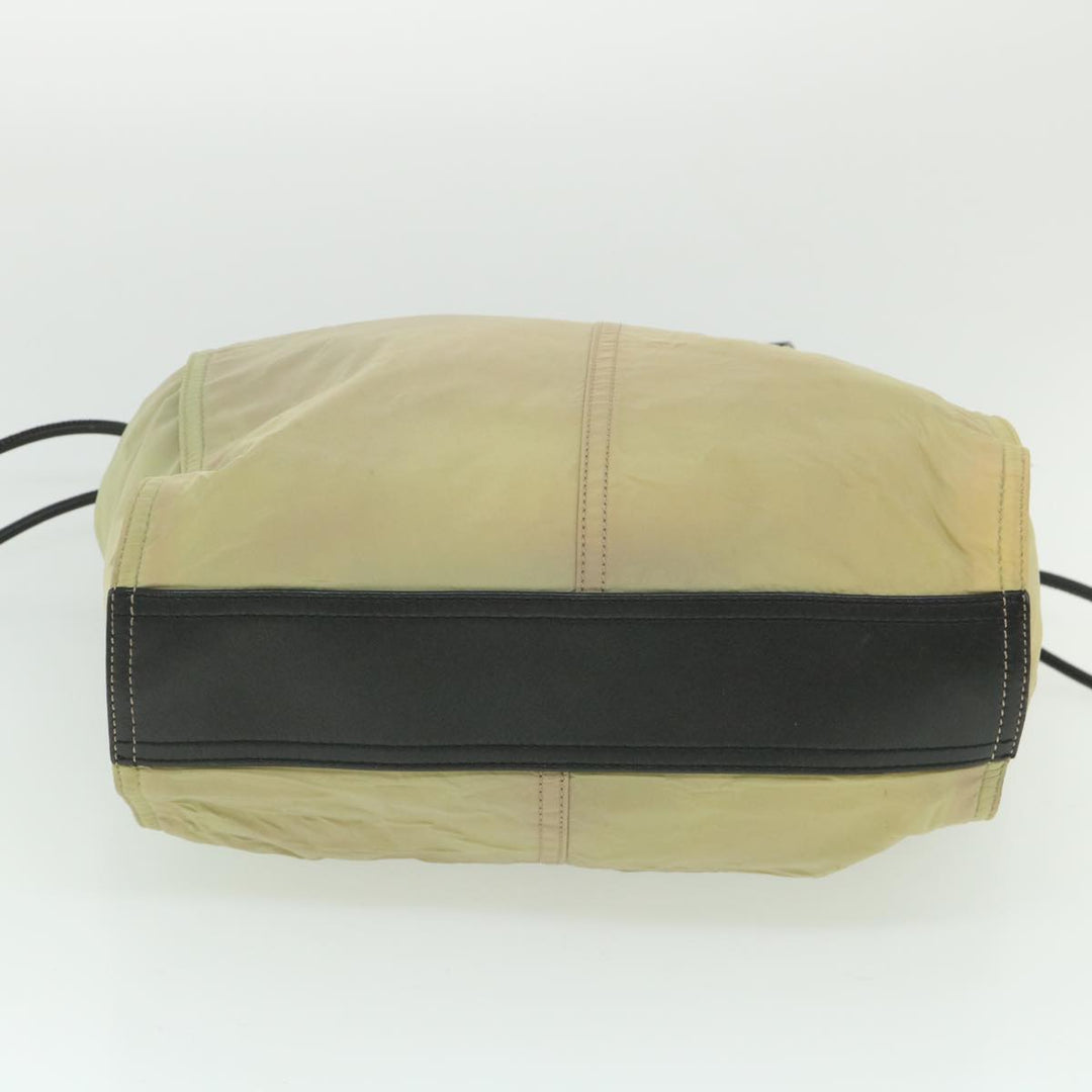 Burberry Tote Bag Nylon Beige Black Auth 55432