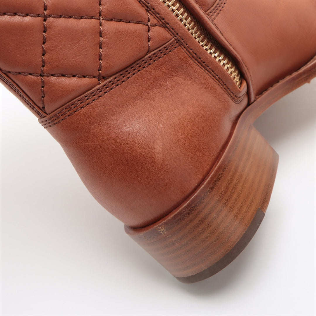 Top Quality Chanel Coco Leather Short Boots 36C  Brown G36707 Matrasse Side Zip Box  Bag