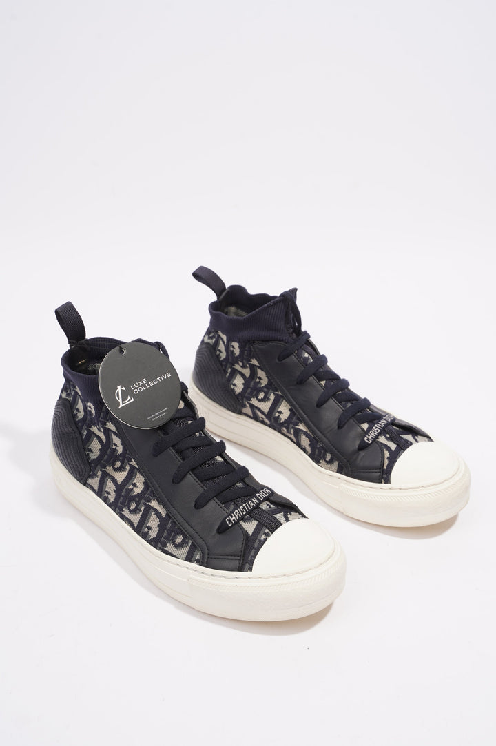 Christian Dior Walk 'n' Dior High-top Navy Oblique / White Fabric EU 38.5 UK 5.5