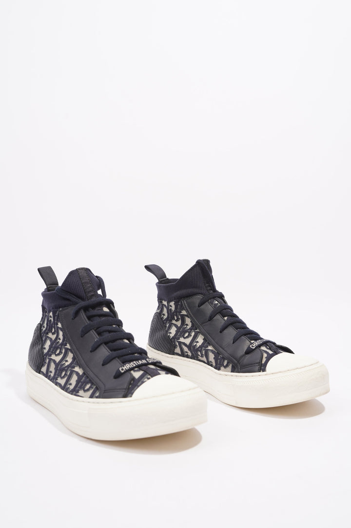 Christian Dior Walk 'n' Dior High-top Navy Oblique / White Fabric EU 38.5 UK 5.5