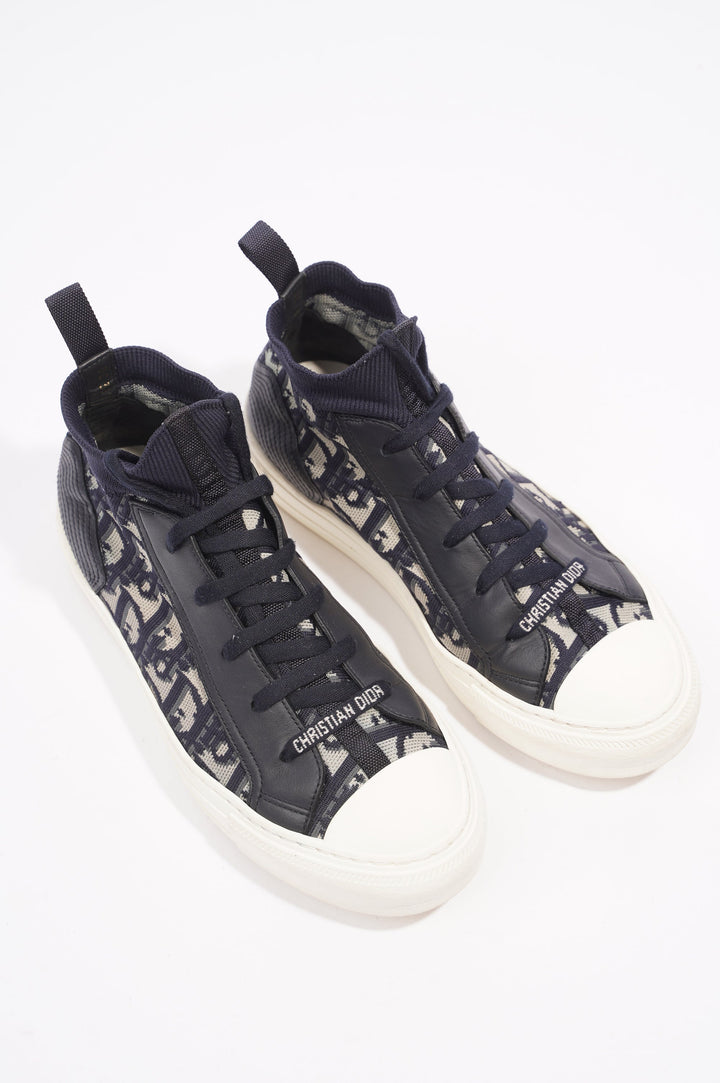 Christian Dior Walk 'n' Dior High-top Navy Oblique / White Fabric EU 38.5 UK 5.5
