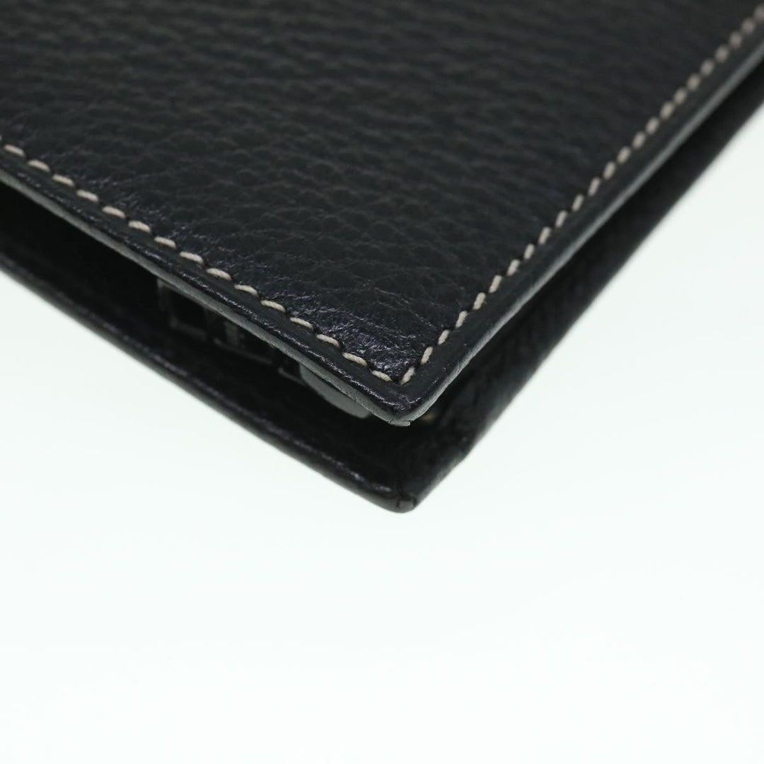 Celine Long Wallet Leather Black  55628