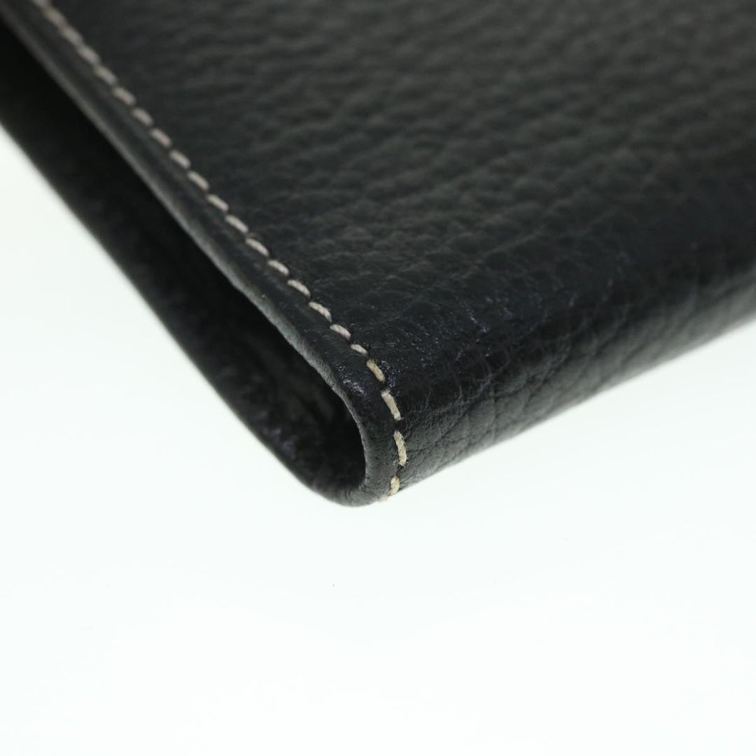 Celine Long Wallet Leather Black  55628