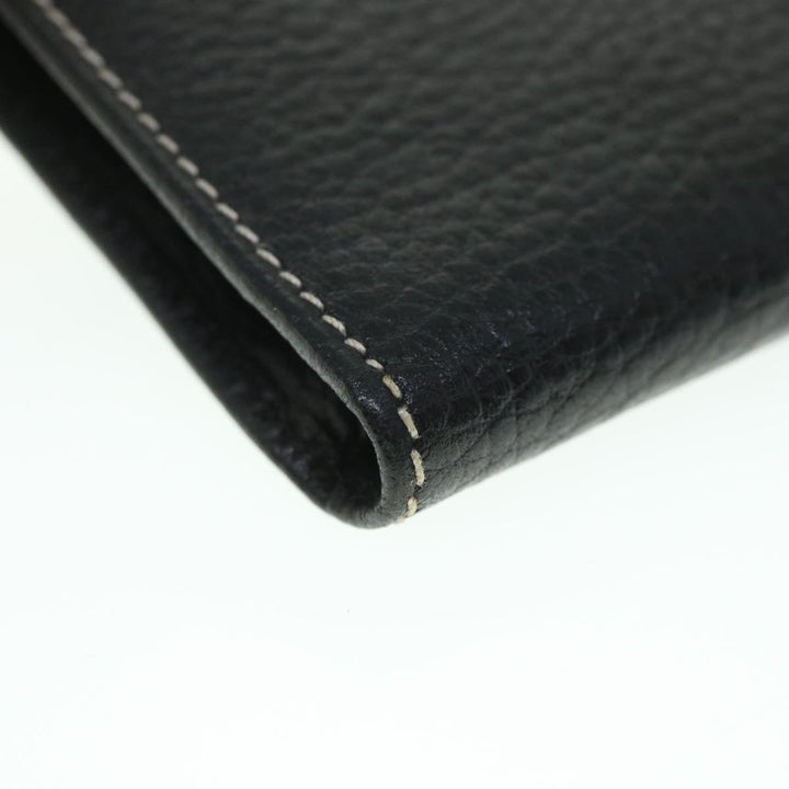 Celine Long Wallet Leather Black  55628