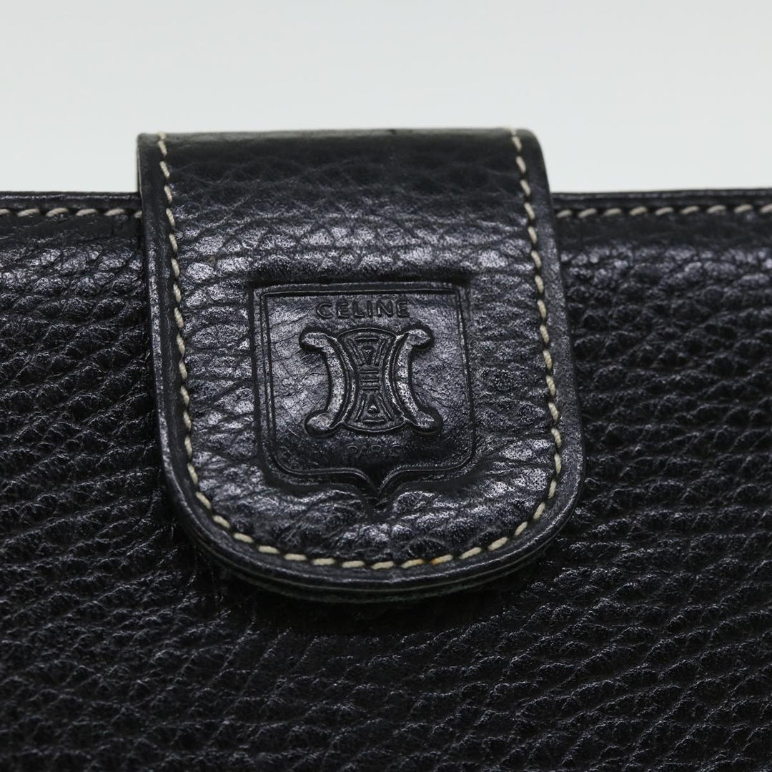 Celine Long Wallet Leather Black  55628