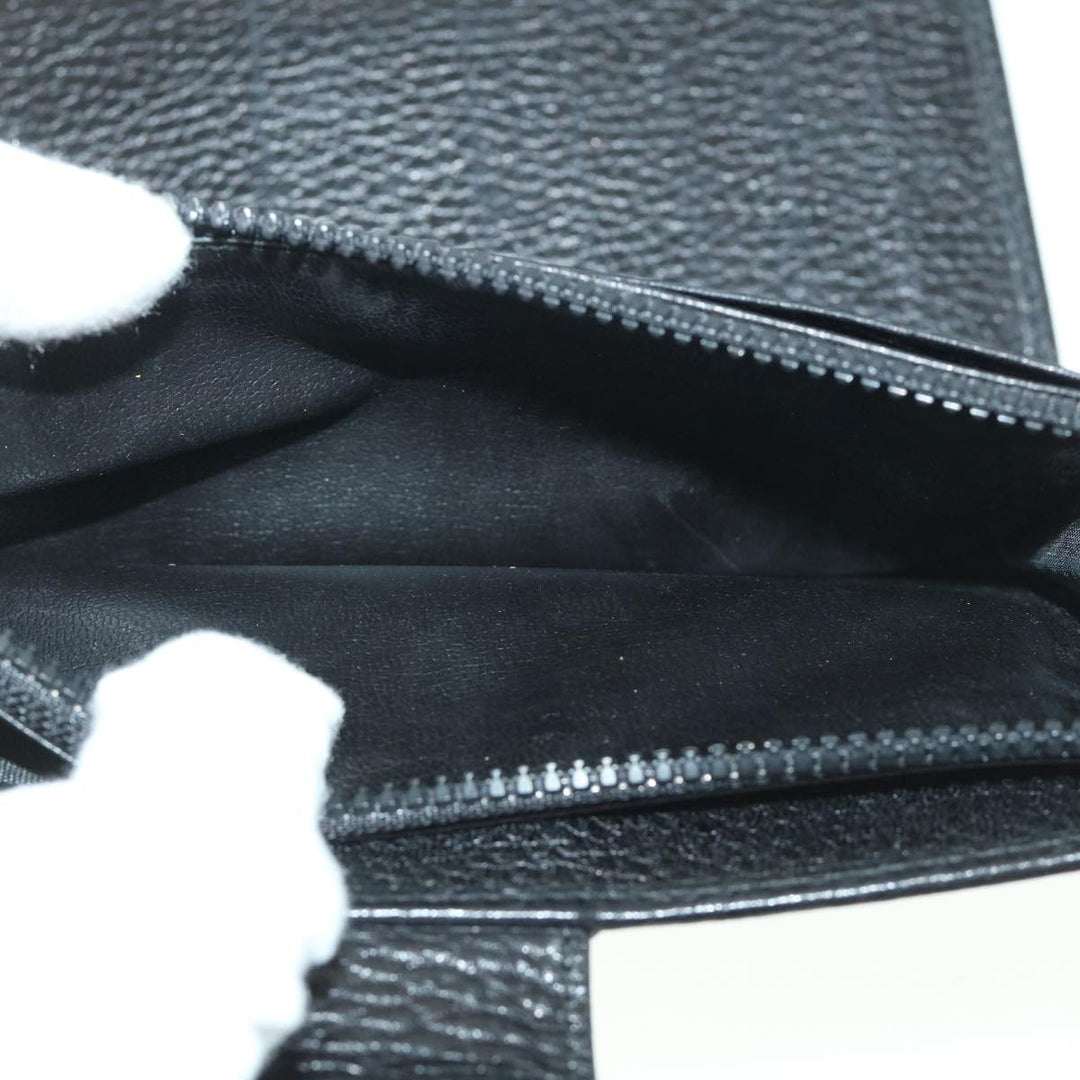 Celine Long Wallet Leather Black  55628