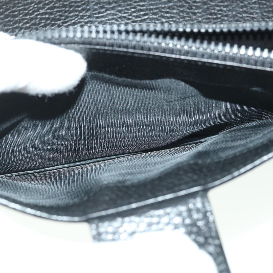 Celine Long Wallet Leather Black  55628