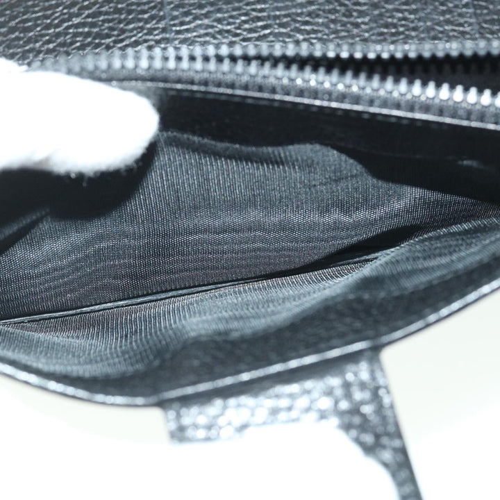 Celine Long Wallet Leather Black  55628
