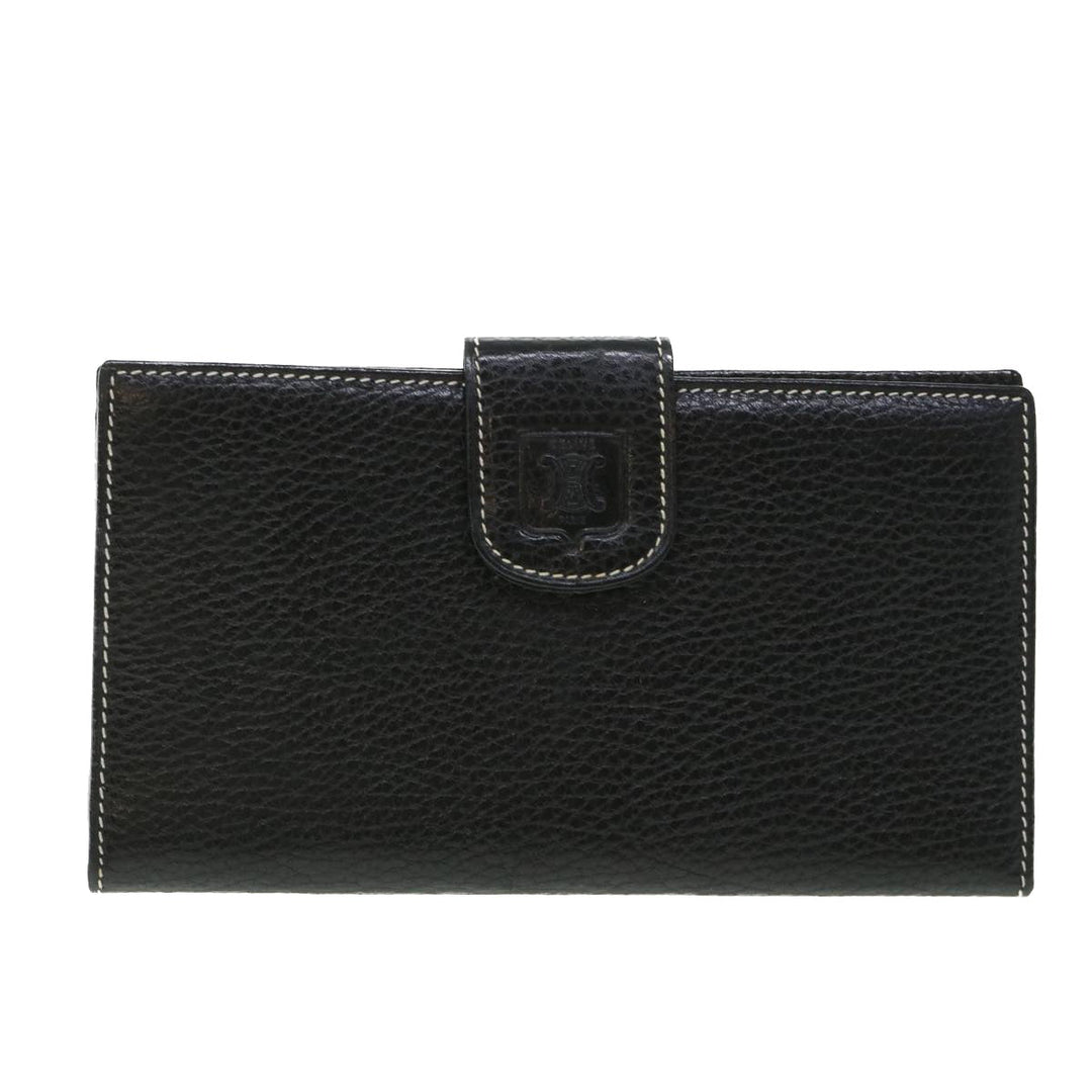 Celine Long Wallet Leather Black  55628