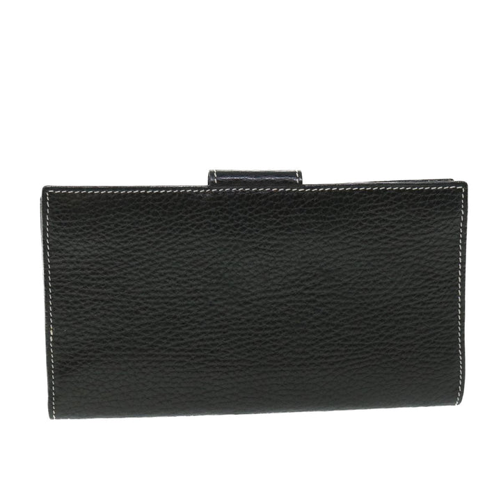 Celine Long Wallet Leather Black  55628