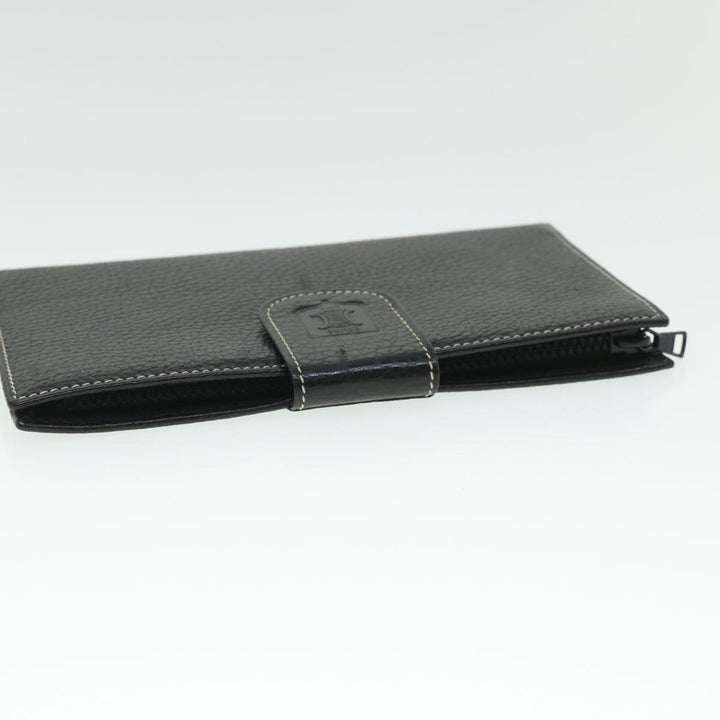 Celine Long Wallet Leather Black  55628