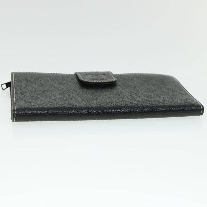 Celine Long Wallet Leather Black  55628