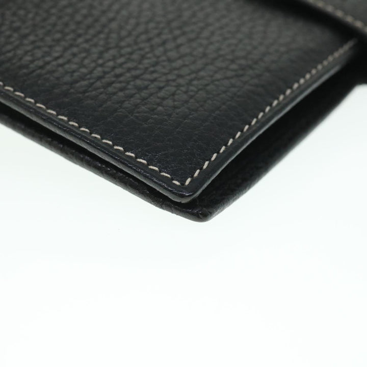 Celine Long Wallet Leather Black  55628