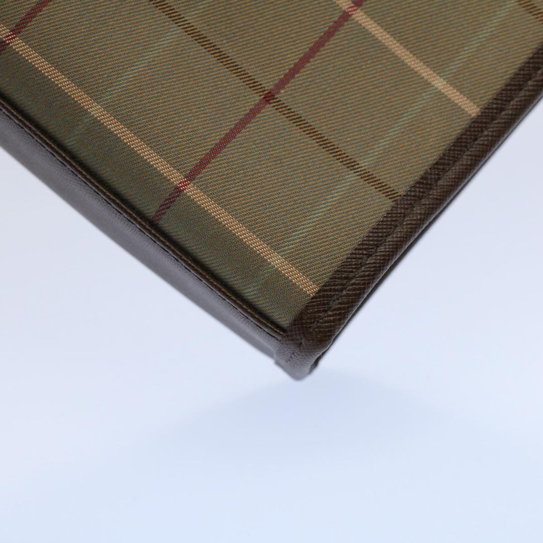 BURBERRY s Nova Check Clutch Bag Nylon Canvas Green Auth 55670
