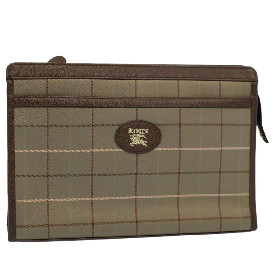 BurberrySs Nova Check Clutch Bag Nylon Canvas Green Auth 55670