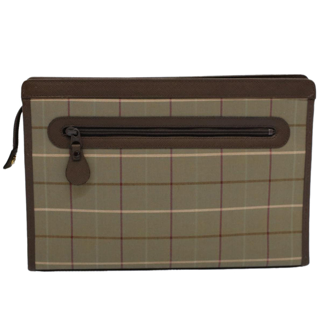BURBERRY s Nova Check Clutch Bag Nylon Canvas Green Auth 55670