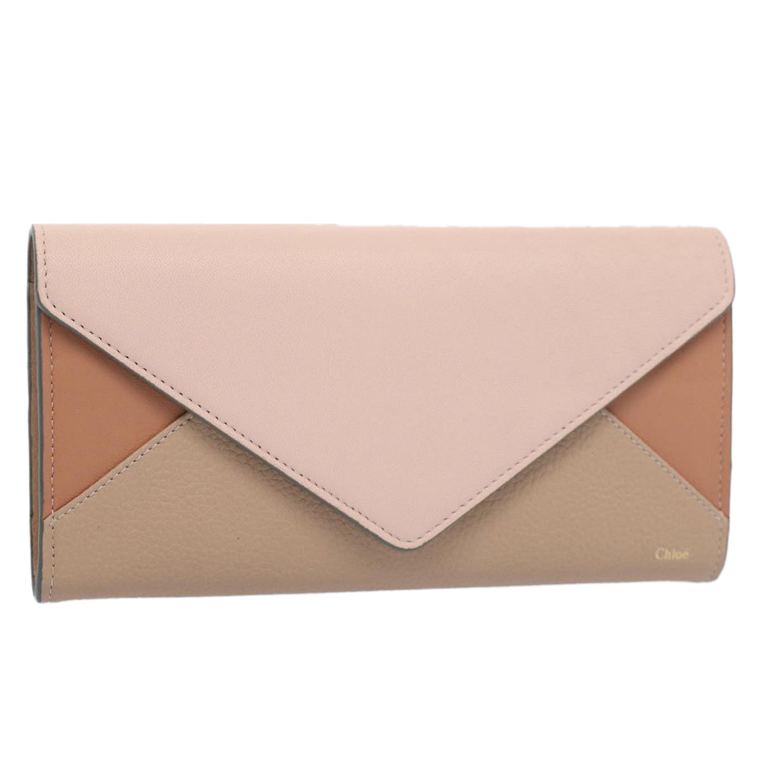 Chloe Long Wallet Leather Beige Pink 3P0171-H0Y 55677