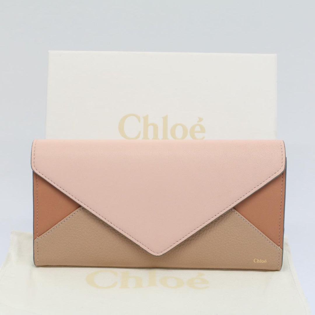 Chloe Long Wallet Leather Beige Pink 3P0171-H0Y 55677