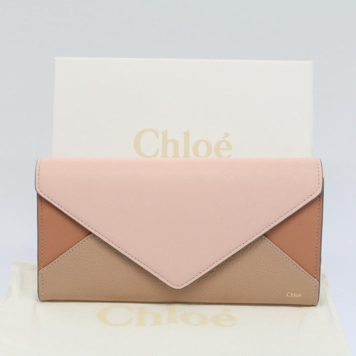 Chloe Long Wallet Leather Beige Pink 3P0171-H0Y 55677