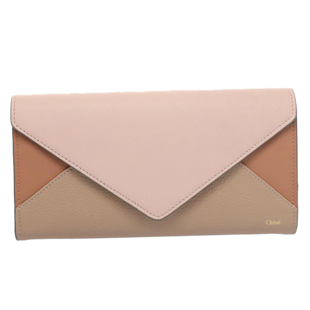 Chloe Long Wallet Leather Beige Pink 3P0171-H0Y 55677