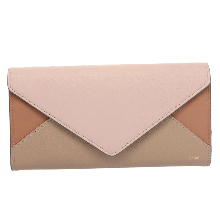 Chloe Long Wallet Leather Beige Pink 3P0171-H0Y 55677