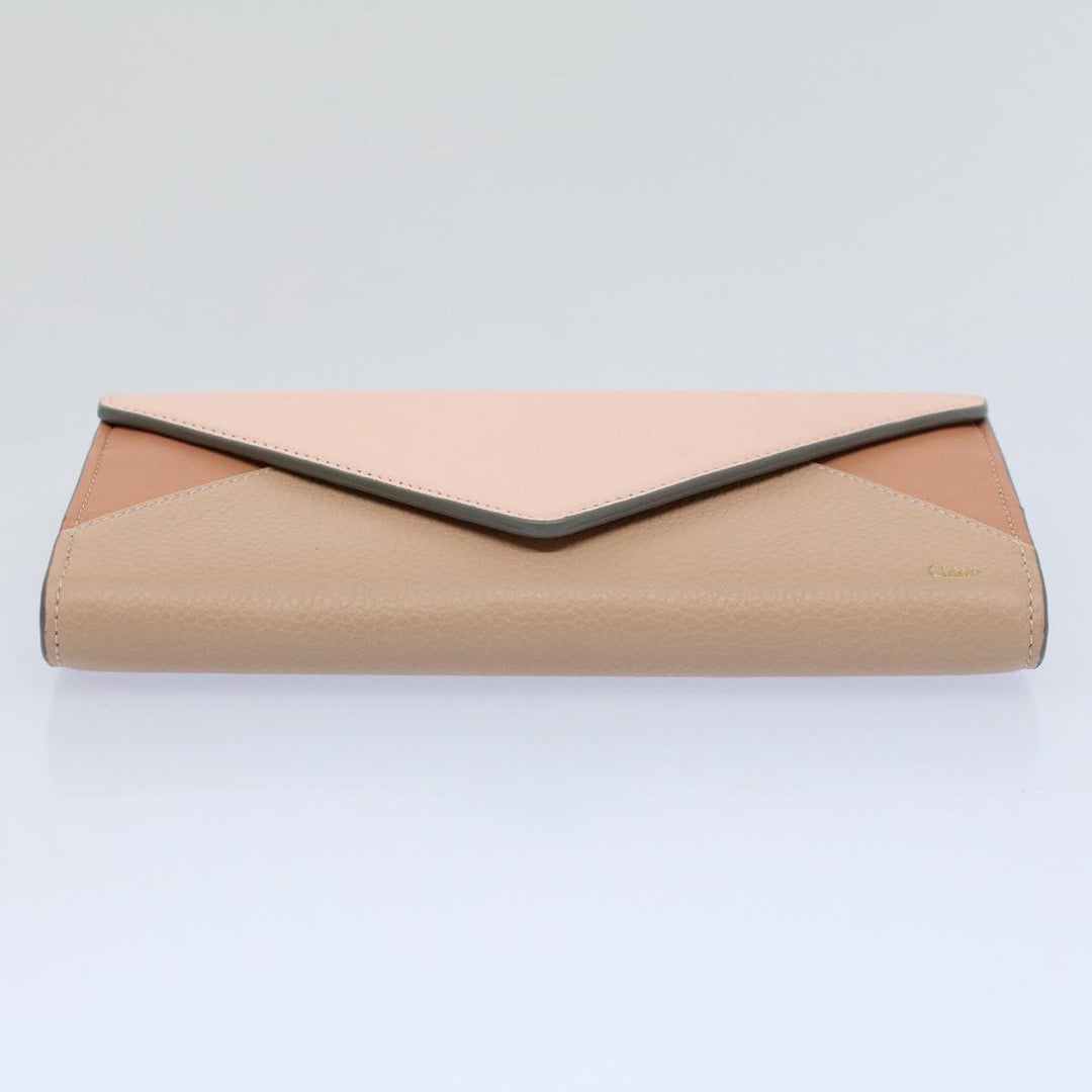 Chloe Long Wallet Leather Beige Pink 3P0171-H0Y 55677