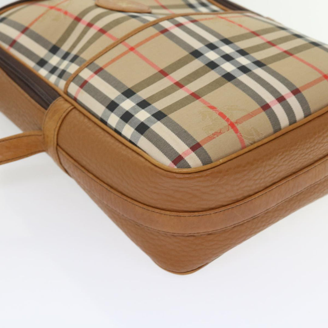 BURBERRY s Nova Check Hand Bag Nylon Canvas Beige Auth 55746