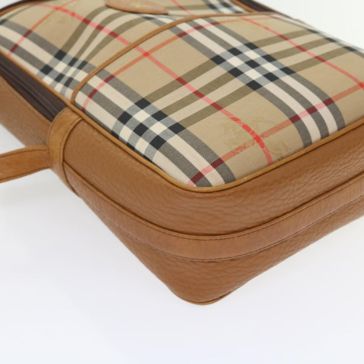 BURBERRY s Nova Check Hand Bag Nylon Canvas Beige Auth 55746