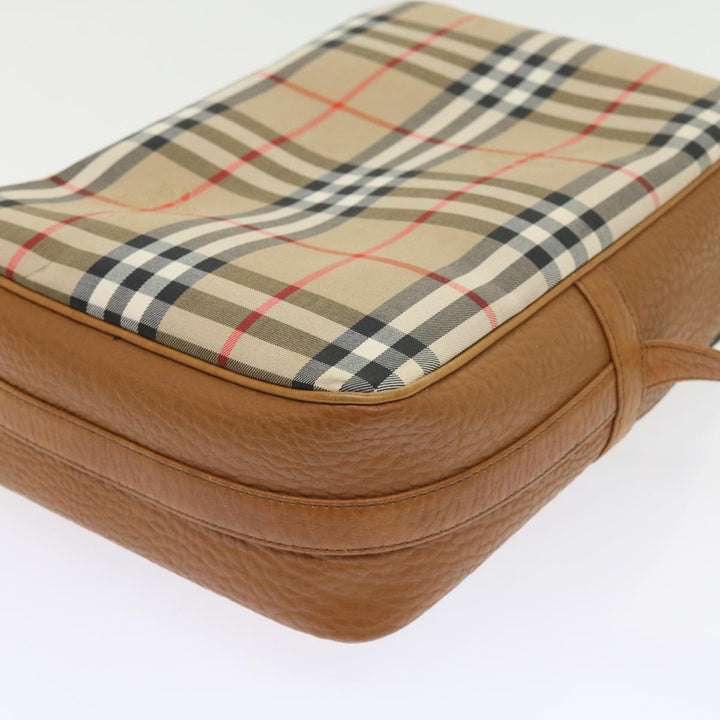 BURBERRYSs Nova Check Hand Bag Nylon Canvas Beige Auth 55746